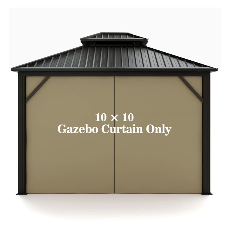 Hugline Gazebo Universal Replacement Privacy Curtain - Hugline 10' x 10' Gazebo Side Wall Outdoor Privacy Panel with Zipper (Khaki) - Image 1